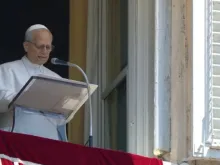 Papa Leão XIV na oração do Ângelus hoje (6) no Vaticano.