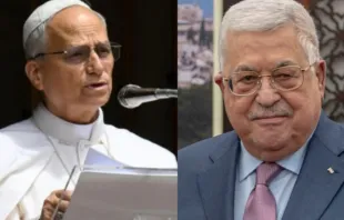 Papa Leão XIV / Mahmoud Abbas, presidente do Estado Palestino.