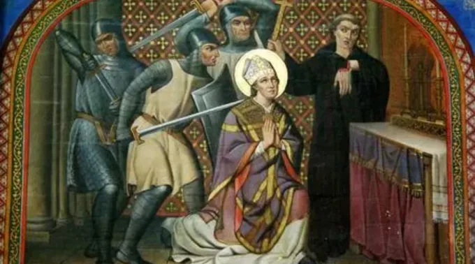 Mural representando o assassinato de são Tomás Becket, na catedral de Bayeux ?? 