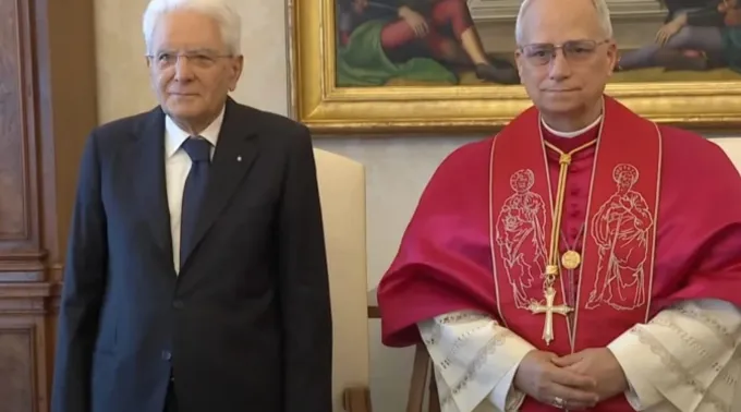 Leão XIV recebe o presidente italiano Sergio Mattarella no Vaticano em 6 de junho de 2025 ?? 