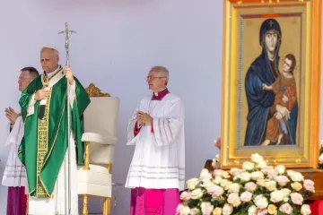 Leão XIV em missa  na Universidade Tor Vergata em 4 de agosto de 2025