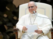 Papa Leão XIV na Aula Paulo VI, no Vaticano.