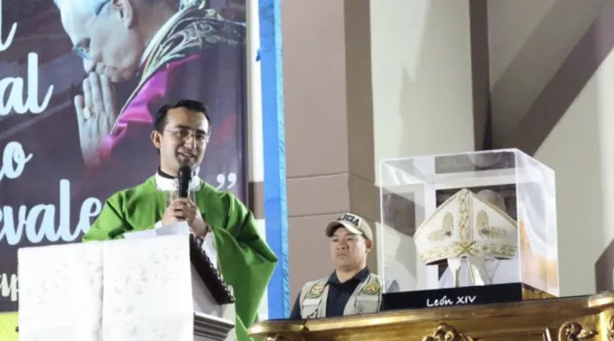 Padre Edgar Rimaycuna Inga em missa em Chiclayo em 10 de agosto de 2025 ?? 