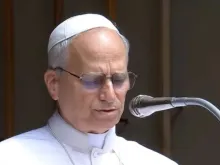 O papa Leão XIV em seu primeiro Ângelus em Castel Gandolfo, no mês passado.