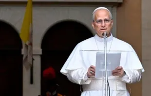 O papa Leão XIV hoje (17) na oração do Ângelus em Castel Gandolfo, Itália.