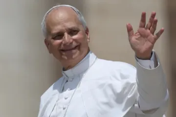 Leão XIV saúda os fiéis depois de celebrar missa na Basílica de São Pedro em 15 de junho de 2025