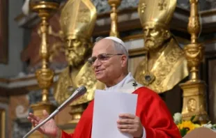 O papa Leão XIV em missa ontem (1) com agostinianos em Roma, Itália.