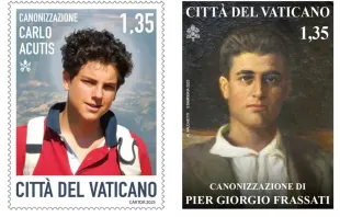 Selos de Carlo Acutis e Pier Giorgio Frassati.