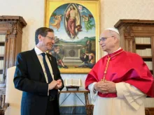 O papa Leão XIV recebe o presidente de Israel, Isaac Herzog, hoje (4) no Vaticano.
