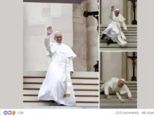 Fotografias geradas por inteligência artificial do papa Leão XIV aparentemente caindo de uma escada em frente à basílica de São Pedro, no Vaticano, circularam na internet em junho.