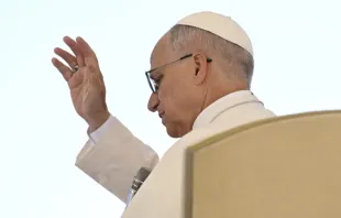 O papa Leão XIV abençoa peregrinos na praça de São Pedro, no Vaticano, numa audiência para o Jubileu da Esperança em 4 de outubro de 2025.