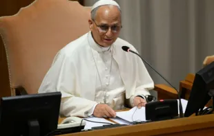 Papa Leão XIV recebe jesuítas no Vaticano.