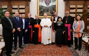 Papa Leão XIV hoje (29) com delegação da Conferência Eclesial da Amazônia (CEAMA) no Vaticano.