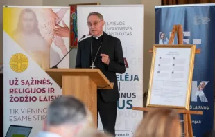 O arcebispo Georg Gänswein fala numa conferência sobre a Declaração de Šiluva em Šiluva, Lituânia, em 4 de setembro de 2024.