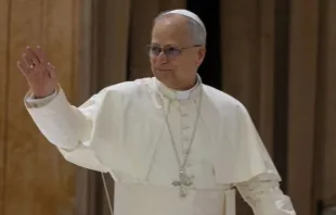 Papa Leão XIV na Aula Paulo VI, no Vaticano.