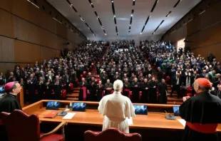 Papa Leão XIV hoje (14) na abertura do ano letivo na Pontifícia Universidade Lateranense, em Roma.