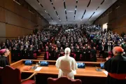 Papa Leão XIV hoje (14) na abertura do ano letivo na Pontifícia Universidade Lateranense, em Roma.