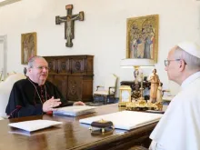 Papa Leão XIV e dom Fernando Rifan em uma audiência privada no sábado, 15 de novembro, no Vaticano