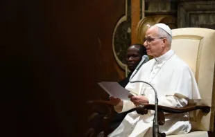 Papa Leão XIV conversando ontem (18) no Vaticano com membros da Ordem dos Consultores do Trabalho da Itália.