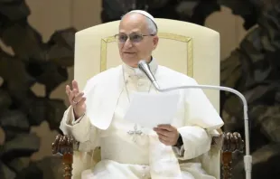 O papa Leão XIV discursa ontem (22) para funcionários do Vaticano, na Aula Paulo VI, no Vaticano.