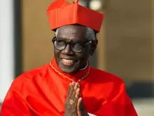 Cardeal Robert Sarah sorri do lado de fora da paróquia de são João Batista em Allentown, Nova Jersey, EUA, na Solenidade de Cristo Rei no ano passado.