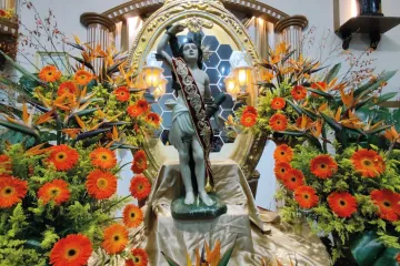 Imagem peregrina de são Sebastião.