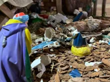 Presépio e crucifixo da paróquia são Pedro, em Encantado (RS) quebrados por vândalo