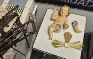 O Menino Jesus no presépio de Terrassa, Barcelona, ​​Espanha, foi vandalizado no Natal do ano passado.