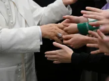 Papa Leão XIV cumprimenta fiéis na Aula Paulo VI, no Vaticano. Imagem referencial.