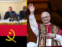 Membros da Conferência Episcopal de Angola e São Tomé (CEAST), bandeira de Angola e Papa Leão XIV. Imagem referencial.