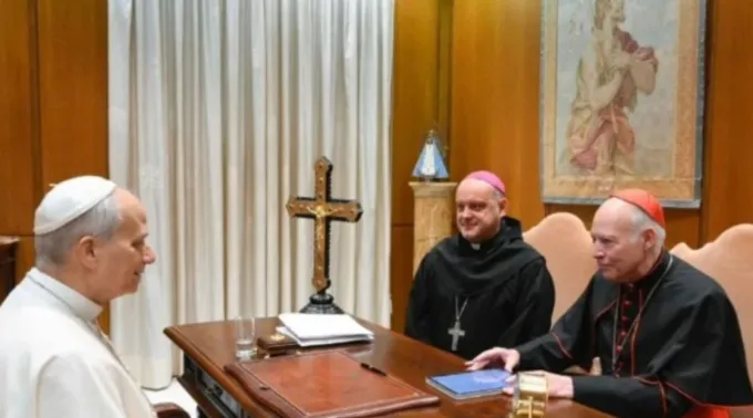 Reunião do papa Leão XIV com o  Carlos Aguiar Retes e Francisco Javier Acero Pérez em 14 de janeiro de 2026 ?? 