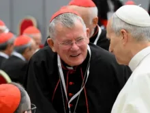 O arcebispo de Porto Alegre, cardeal dom Jaime Spengler, presidente da Conferência Nacional de Bispos do Brasil (CNBB), cumprimenta o papa Leão XIV.