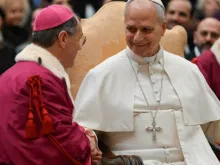 Papa Leão XIV em seu encontro com a Rota Romana.