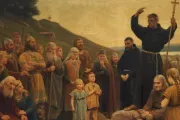 Santo Ansgário, missionário na Escandinávia. Pintura de Wenzel Tornøe, 1895.