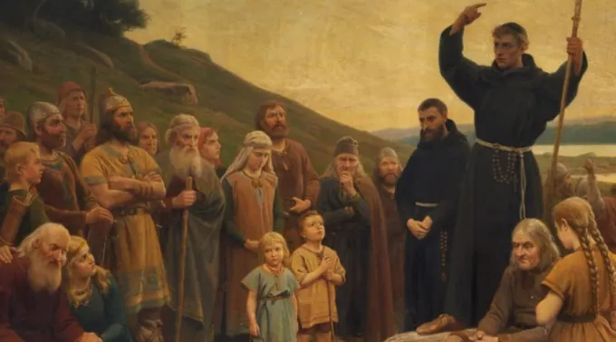 Santo Ansgário, missionário na Escandinávia. Pintura de Wenzel Tornøe, 1895 ?? 