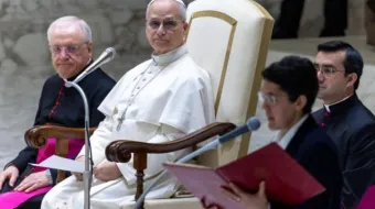 Papa Leão XIV em audiência geral na Aula Paulo VI, no Vaticano.