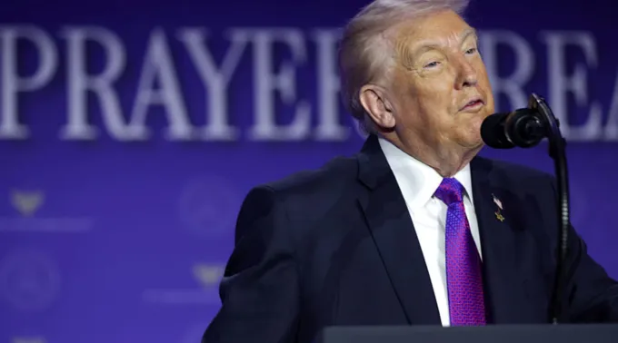 O presidente dos EUA, Donald Trump, discursa no 74º Café da Manhã Nacional de Oração anual no hotel Washington Hilton, em 5 de fevereiro de 2026, em Washington, D.C., EUA ?? 