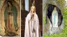 Pintura original de Nossa Senhora de Guadalupe, imagens de Nossa Senhora de Fátima e de Nossa Senhora de Lourdes