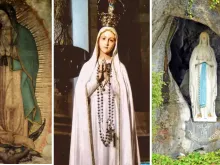 Nossa Senhora de Guadalupe, imagens de Nossa Senhora de Fátima e de Nossa Senhora de Lourdes