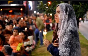 Marcela Kamiroski em celebração do Corpus Christi. Foto: Arquivo pessoal.
