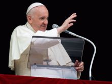 Papa Francisco durante o Angelus deste domingo.