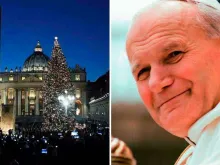 Imagem de arquivo da árvore de Natal do Vaticano e de João Paulo II.