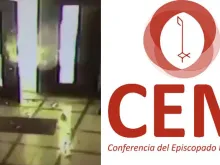 Momento da explosão na entrada da sede da CEM