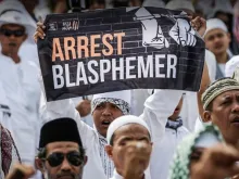 Manifestação na Indonésia.