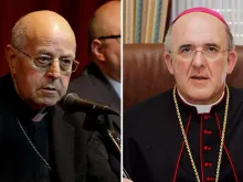 Presidente da Conferência Episcopal Espanhola, Cardeal Ricardo Blázquez (esquerda) e Arcebispo de Madri, Cardeal Carlos Osoro (direita