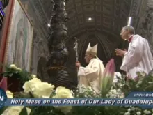 O Papa Francisco diante de Nossa Senhora de Guadalupe