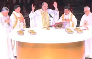Cardeal Philippe Barbarin presidindo a Missa no 4° Congresso Mundial da Misericórdia nas Filipinas 