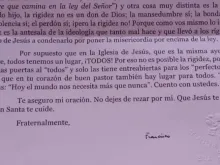 Trecho da carta do papa Francisco