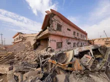Casa destruída em Qaraqosh, povoado de maioria cristã na Planície de Nínive, no Iraque.