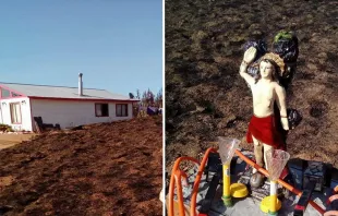 Casa de Evelyn Vargas e imagem de São Sebastião, na cidade de Florida, no sul do Chile 